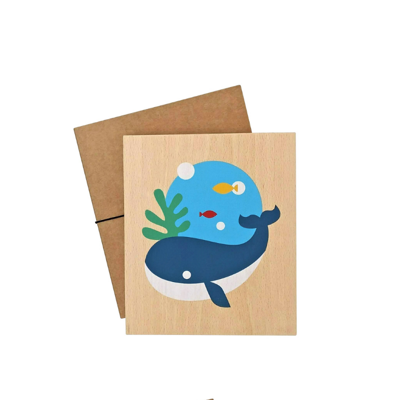 lubu lona illustration on wood (whale)