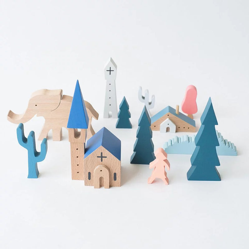 Eguchi Toys Landscape Blocks - Church & Town